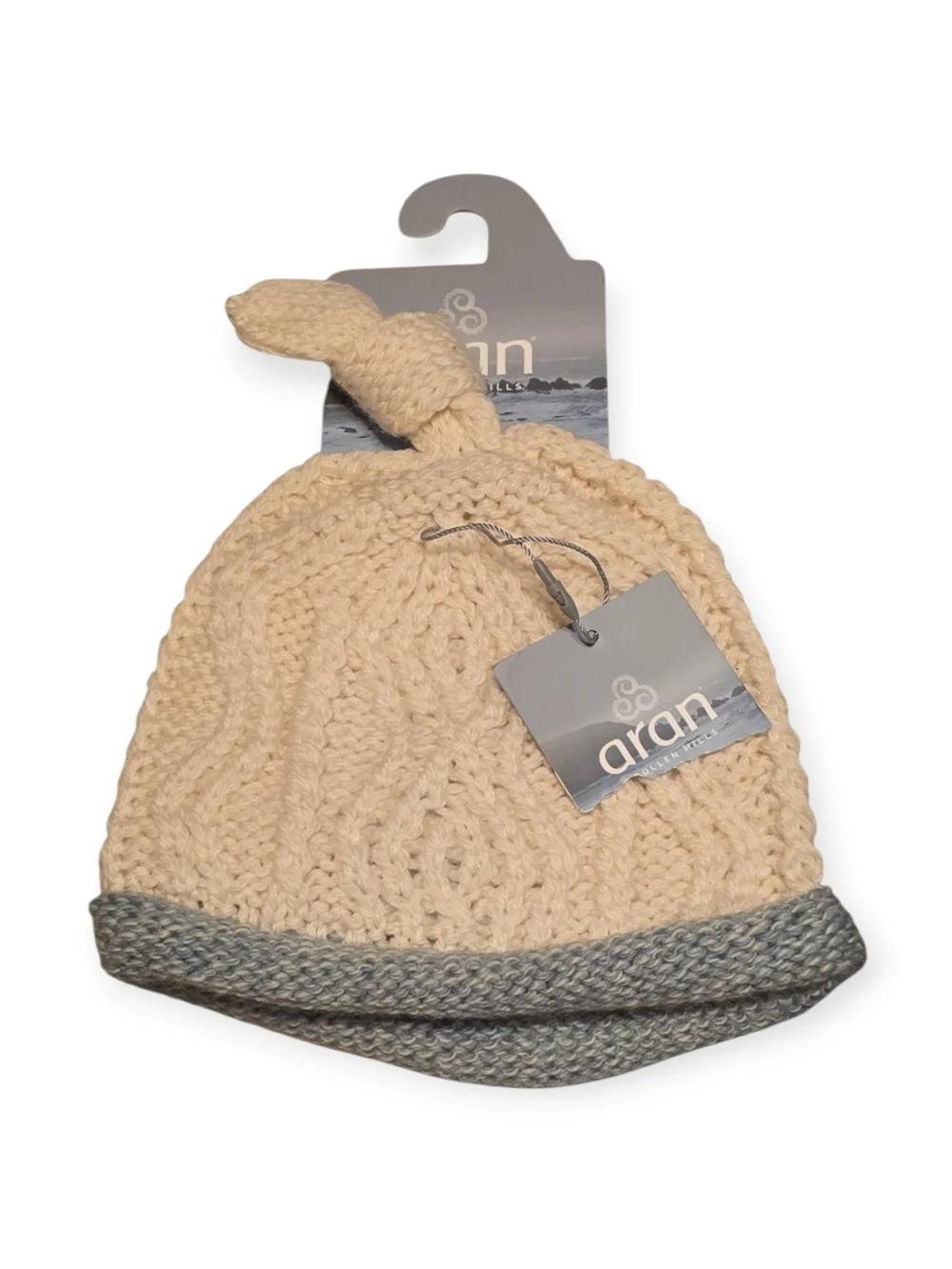 NWT Baby Aran Woollen Mills Tra Beag Baby wool hat in seafoam, one size